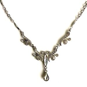 1928 Jewelry Crystal Teardrop Pave Necklace NWT